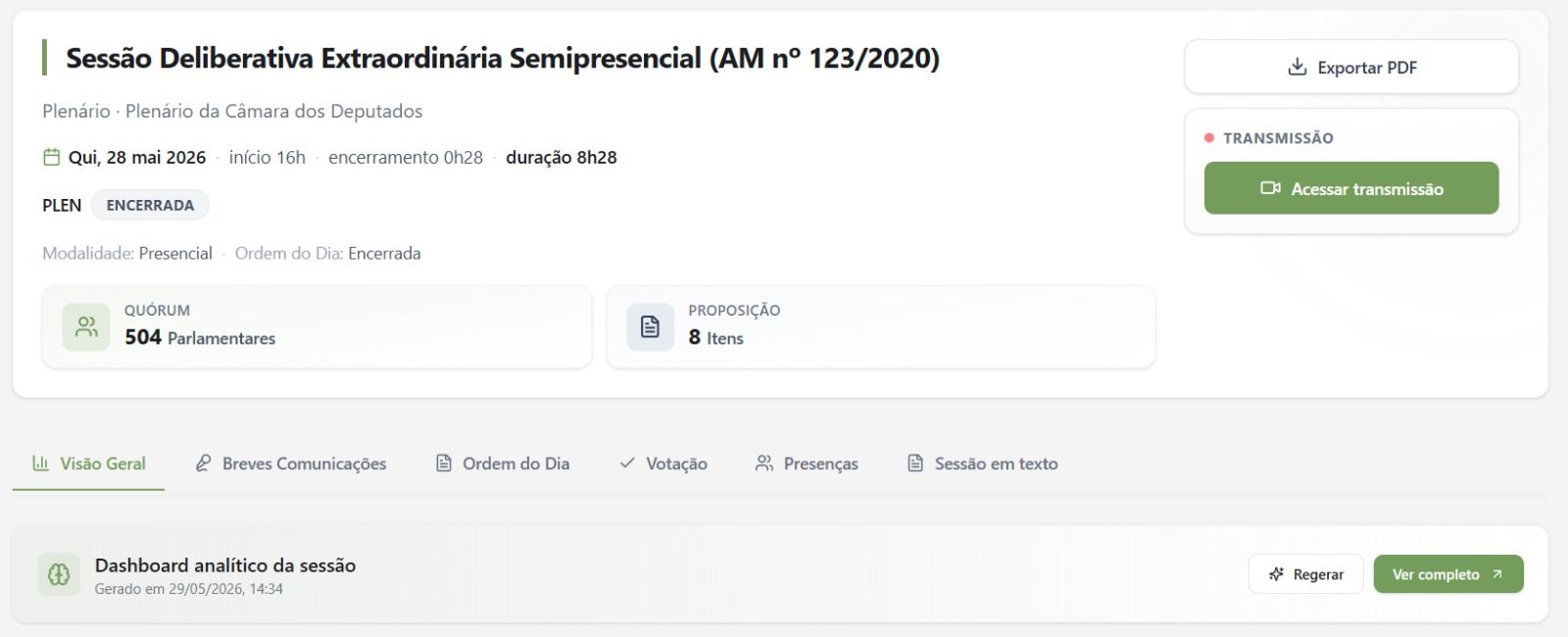 Cada sessão, decifrada em segundos